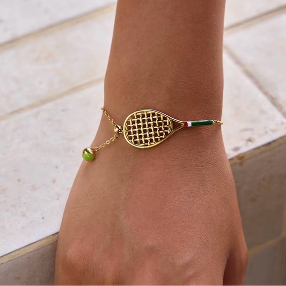 Anthropologie Jewelry - New adjustable Gold Tennis Racket Bracelet